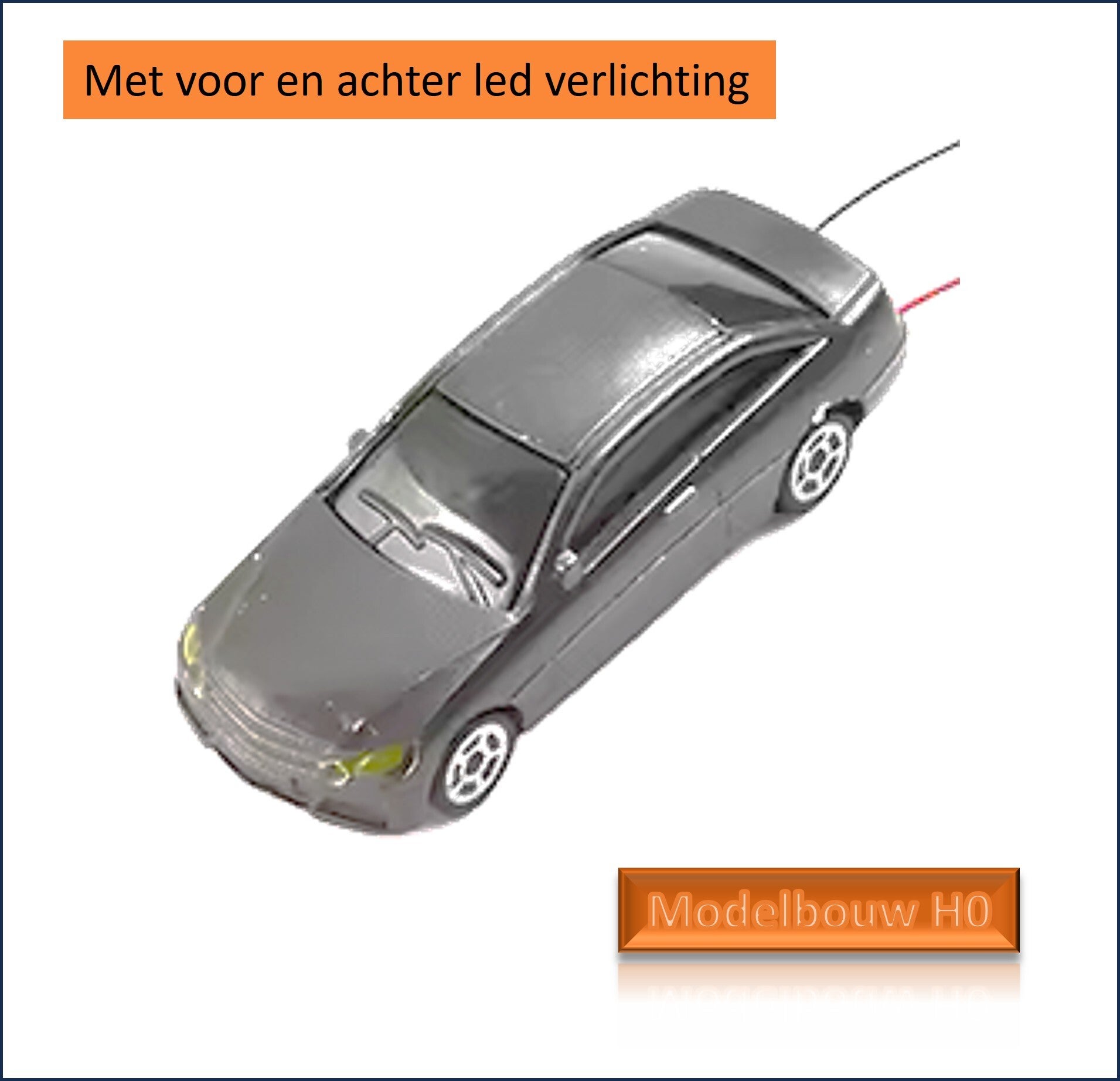 Auto met LED verlichting Grijs kleurig  Modelbouw H0
