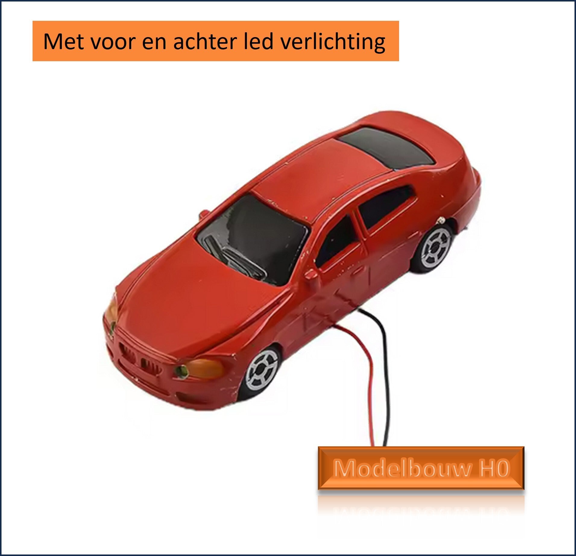 Auto met LED verlichting  Rood kleurig  Modelbouw H0