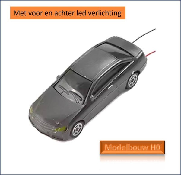 Auto met LED verlichting Zwart kleurig Modelbouw H0