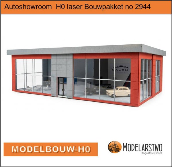 Autoshowroom  H0 laser Bouwpakket van gesneden karton 2944