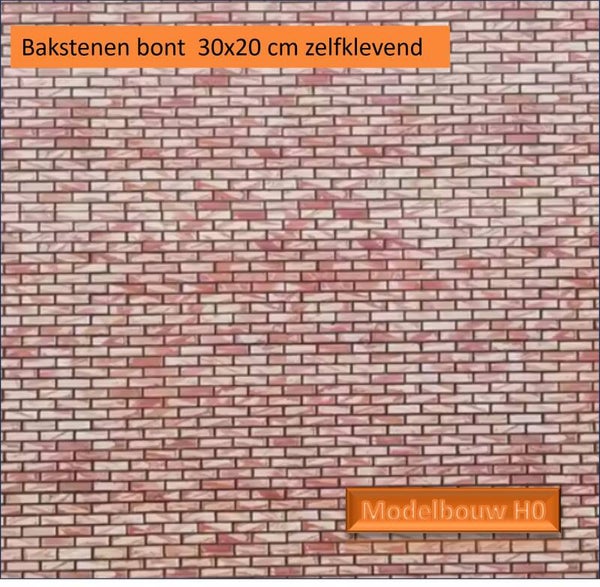 Bakstenen bont  zelfklevend pvc Modelbouw H0 - no14