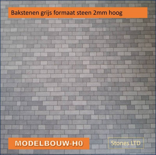 bakstenen grijs vel zelfklevend pvc Modelbouw H0 no1