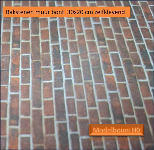 Bakstenen muur oud bruin zelfklevend pvc Modelbouw H0 no 8