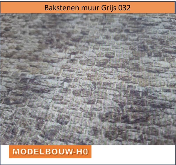 Bakstenen muur Grijs 032  Reliëf print A4 formaat H0