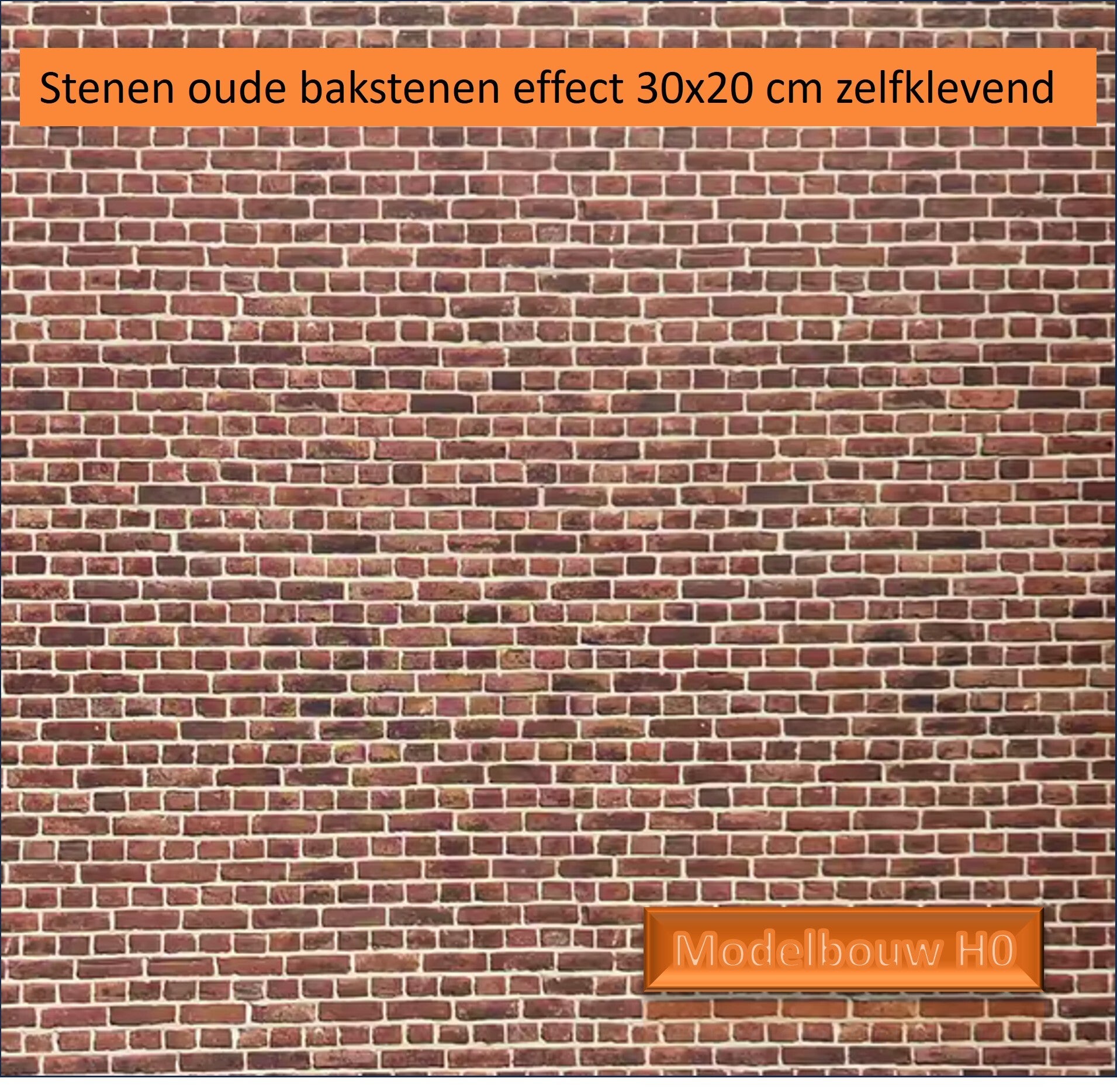 Bakstenen muur oudbruin zelfklevend pvc modelbouw H0 no 9