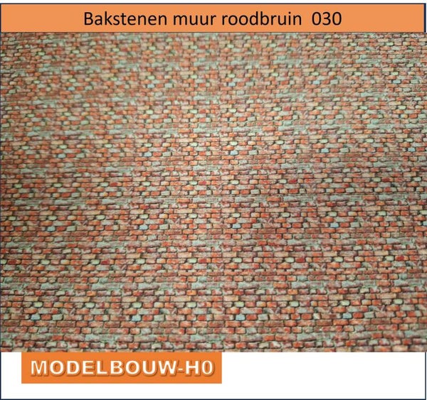 Bakstenenmuur muur roodbruin reliëf print H0 no 30