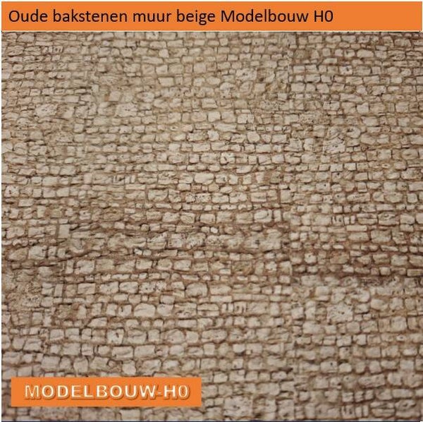 Oude bakstenen muur grijs reliëf plaat Modelbouw H0 E018