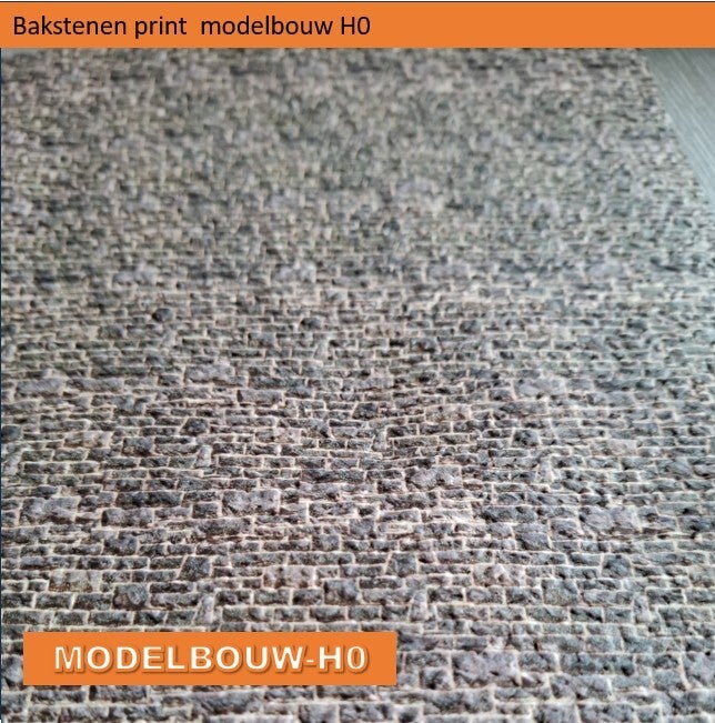 Bakstenen oud zwart/grijs  relief karton Modelbouw H0 no16