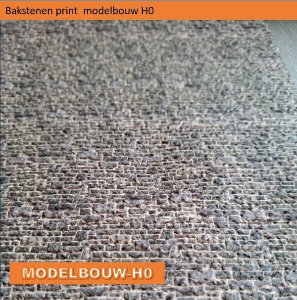 Bakstenen oud zwart/grijs  relief karton Modelbouw H0 no16
