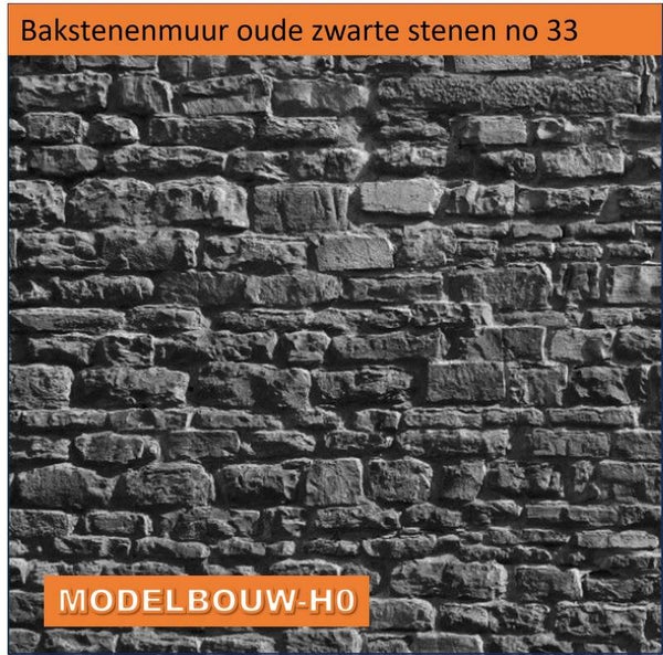 Bakstenenmuur oude zwarte stenen reliëf no 33