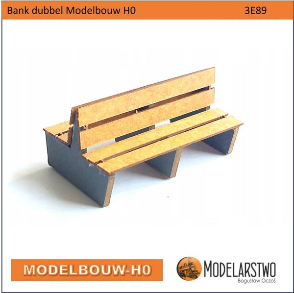 Bank dubbel perronbank hout 6stuks Modelbouw H0 3E89