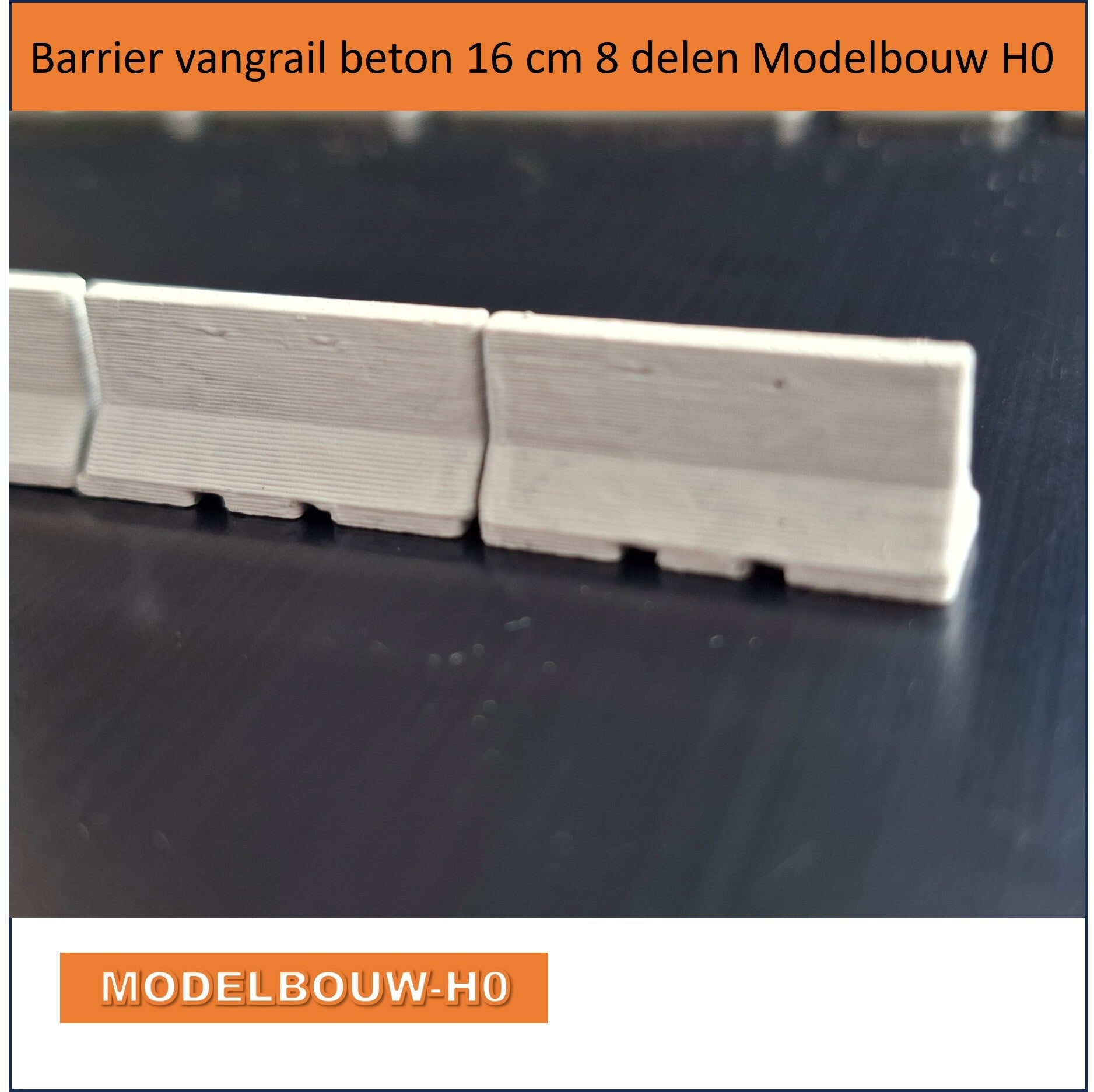 Barrier vangrail beton 16 cm 8 delen Modelbouw H0