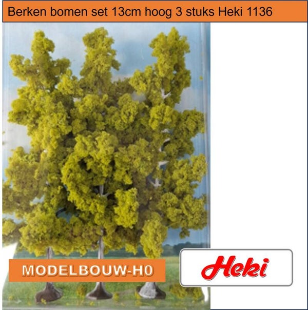 Berken bomen set 13cm hoog 3 stuks Heki 1136
