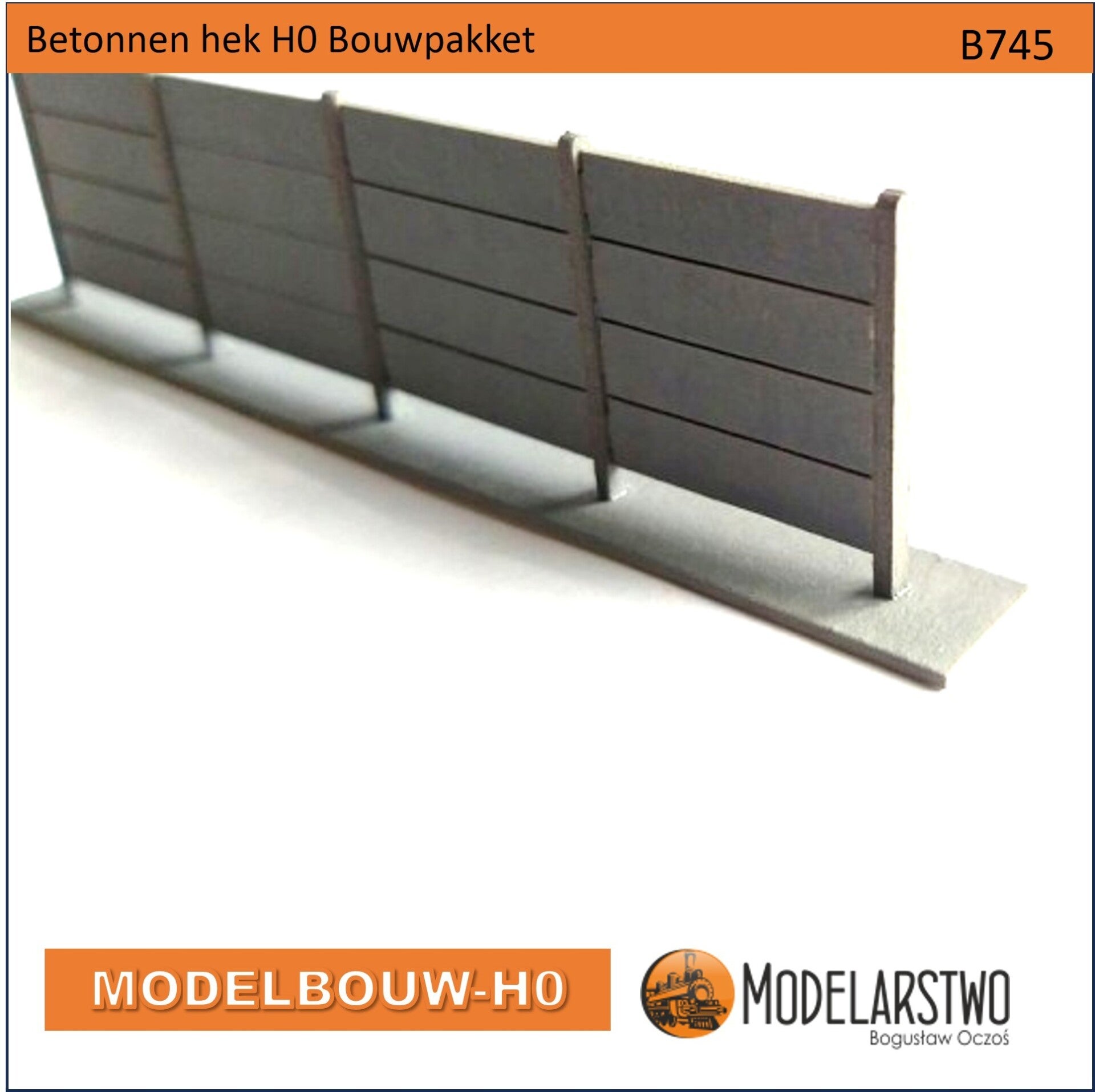 Betonnen hek  19cm Modelbouw H0 B745