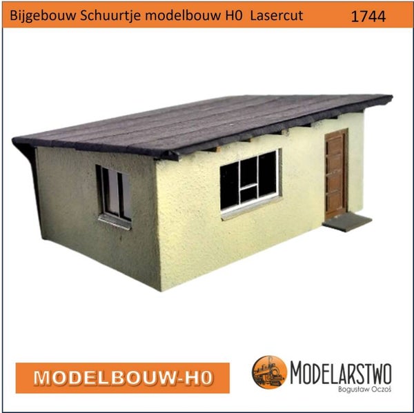 Bijgebouw schuurtje Portierloge  lasercut karton H0 1744