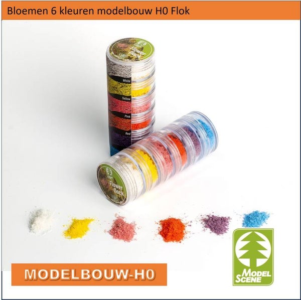 Bloemen 6 kleuren flock