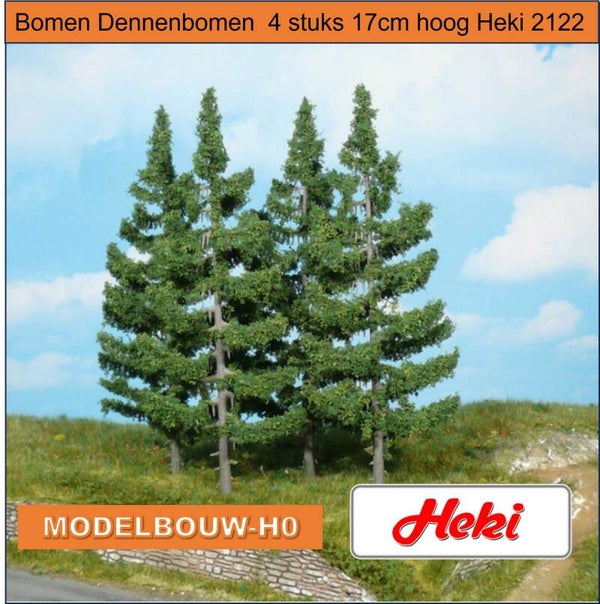 Bomen Dennenbomen  4 stuks 17cm hoog Heki 2122