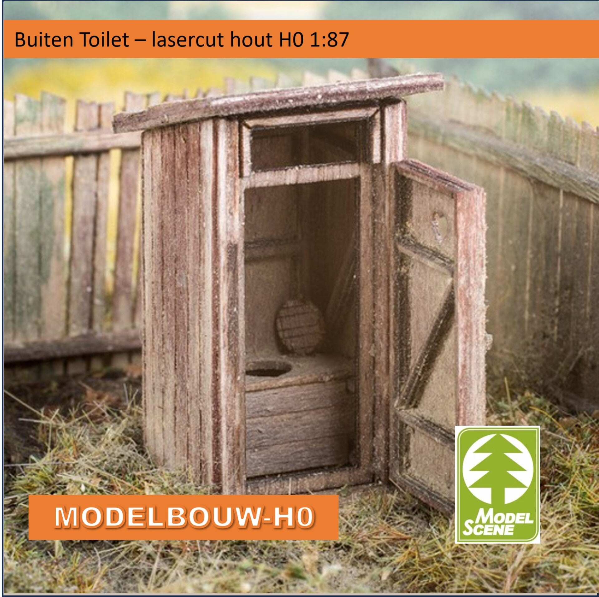 Buitentoilet laser cut houten bouwpakket Model Scene 98501