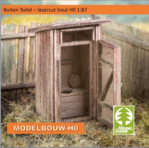 Buitentoilet laser cut houten bouwpakket Model Scene 98501