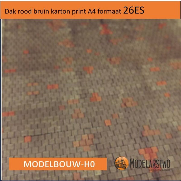 Dak rood bruin karton print A4 formaat 26ES