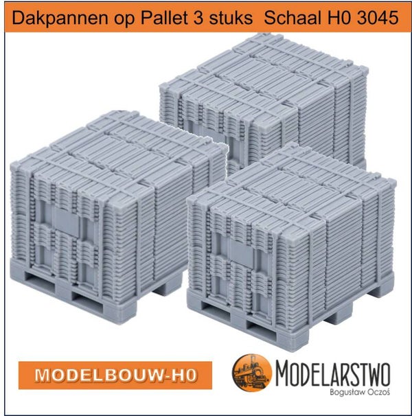 Dakpannen op Pallet 3 stuks  – Schaal H0 3D resin print         3045