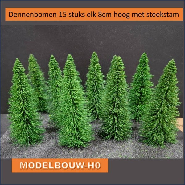 Dennenbomen 15 stuks 8cm hoogte met prikstam