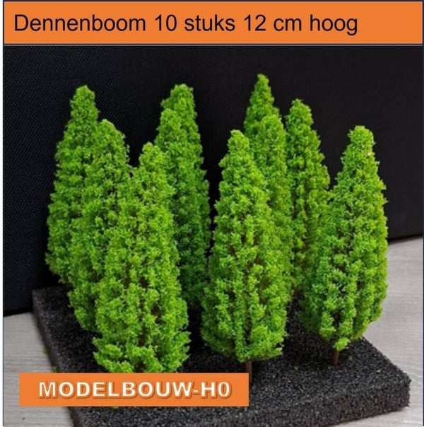 Dennenbomen set van 10 stuks 12 cm hoog