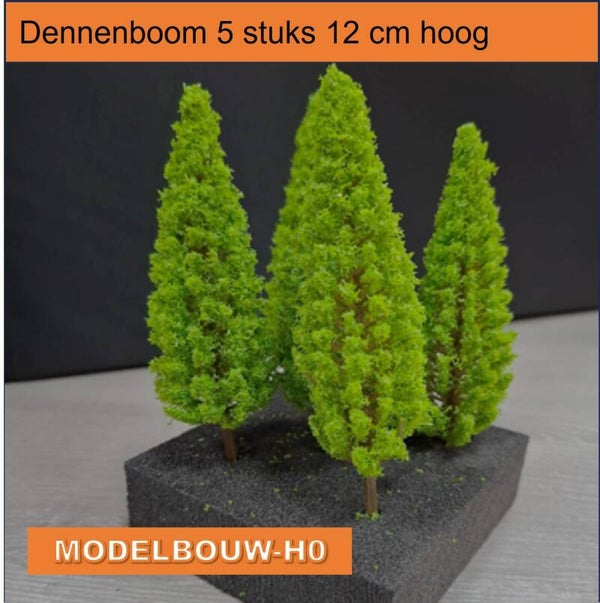 Dennenbomen set van 5 stuks 12 cm hoog