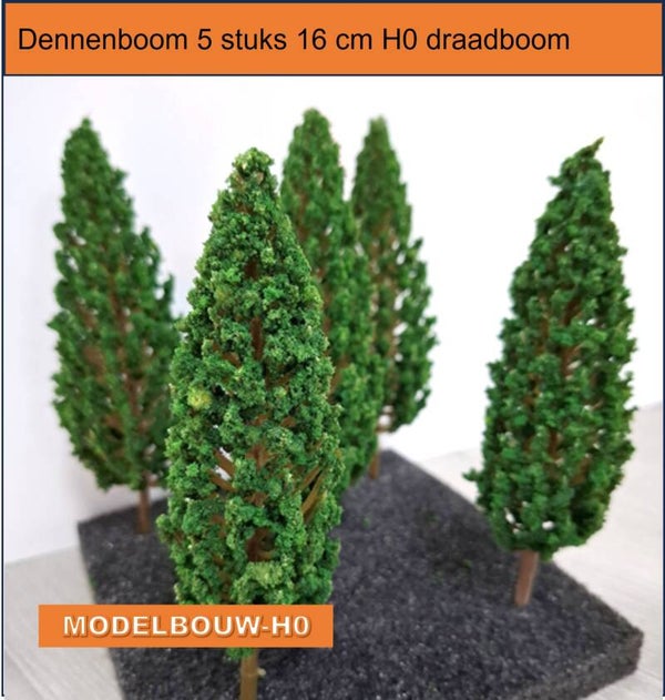 Dennenbomen 5 stuks 16 cm hoog