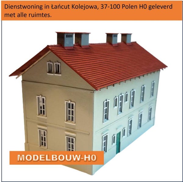 Dienstwoning in Łańcut Kolejowa, Polen H0 1:87 geleverd met binnenruimtes