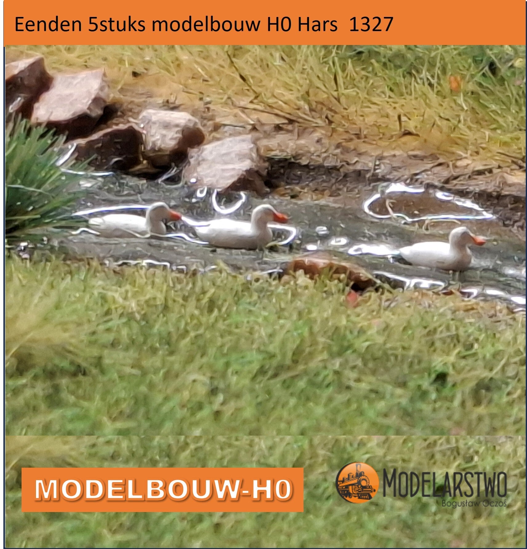 Eenden 5stuks modelbouw H0 Hars  1327