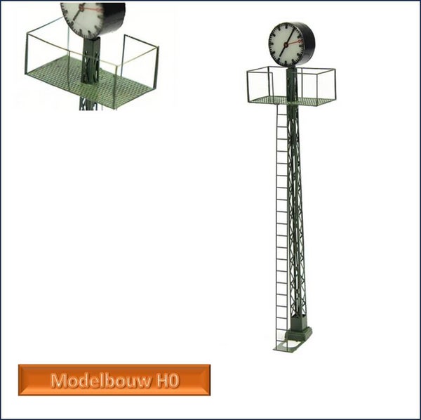 Emplacement klok staande klok tweezijdig verlicht 11cm hoog Modelbouw H0