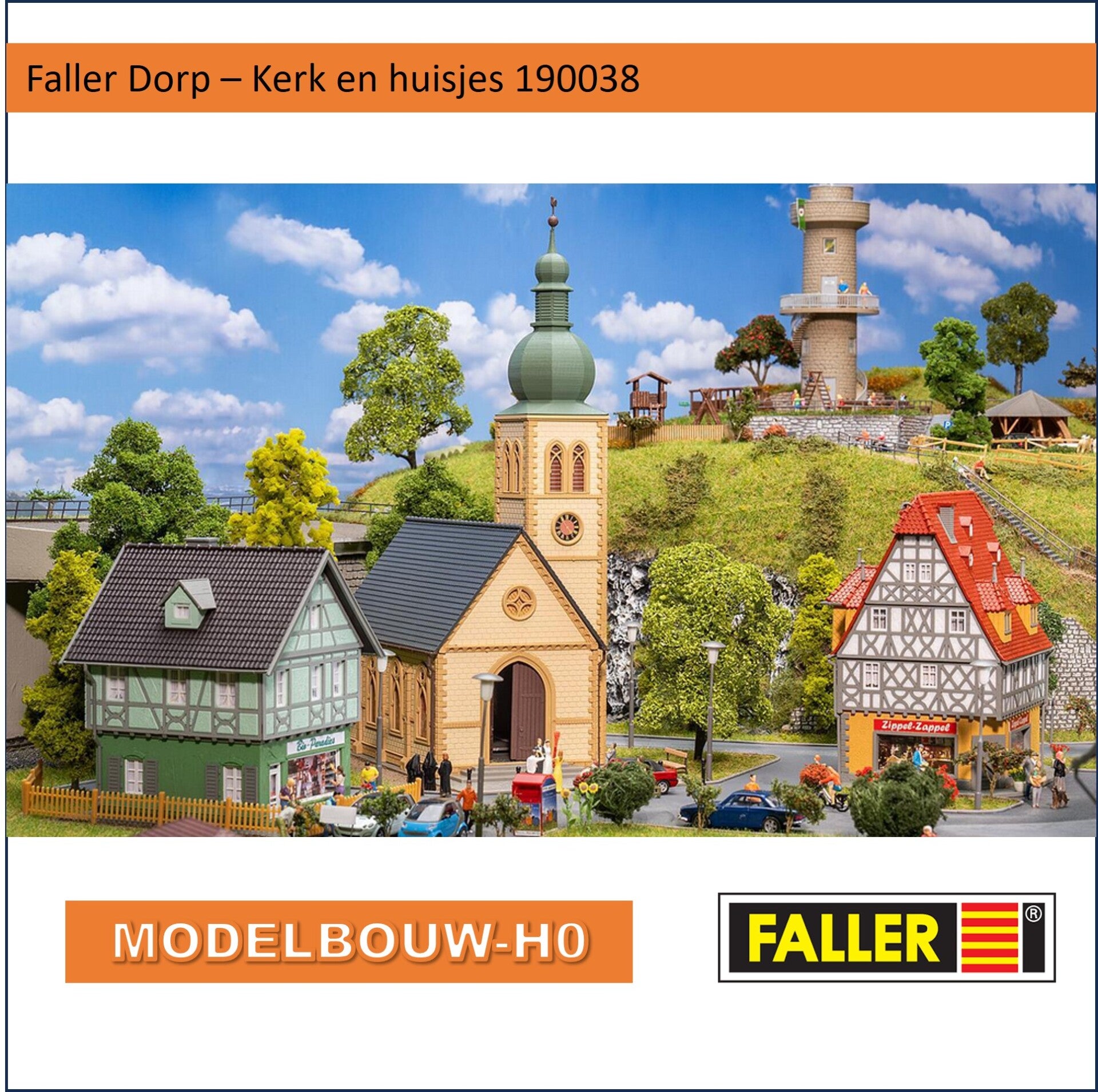 Faller Dorpsleven - Kerk en 2 Winkels