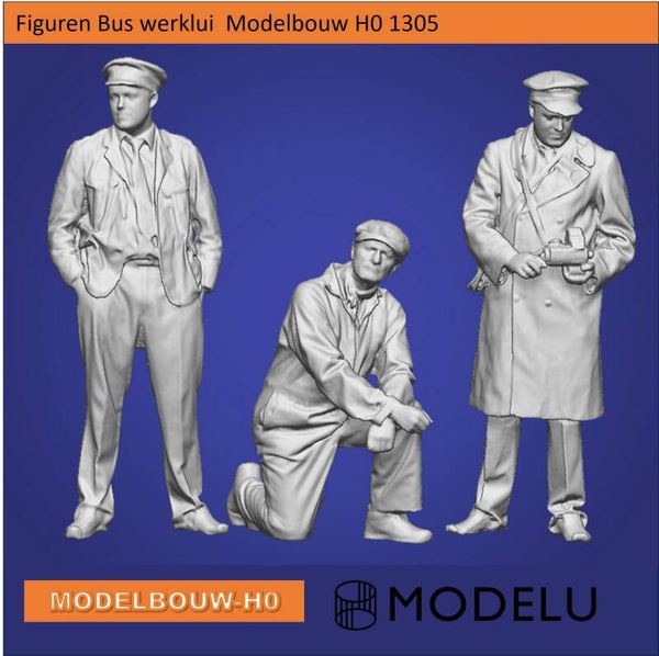 Figuren Bus werklui  Modelbouw H0 1305