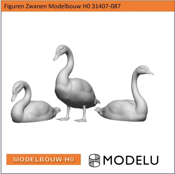 Zwanen 3D geprint (31407) | H0 figuren (1:87)