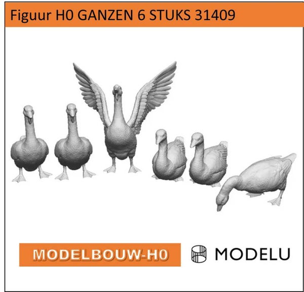 Ganzen 3D geprint (31409) | H0 figuren (1:87)