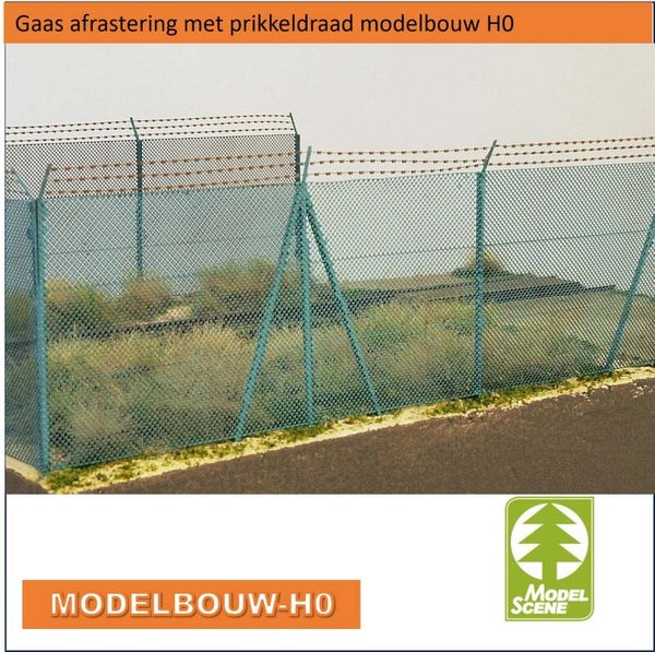 Gaas afrastering met prikkeldraad modelbouw H0 48140