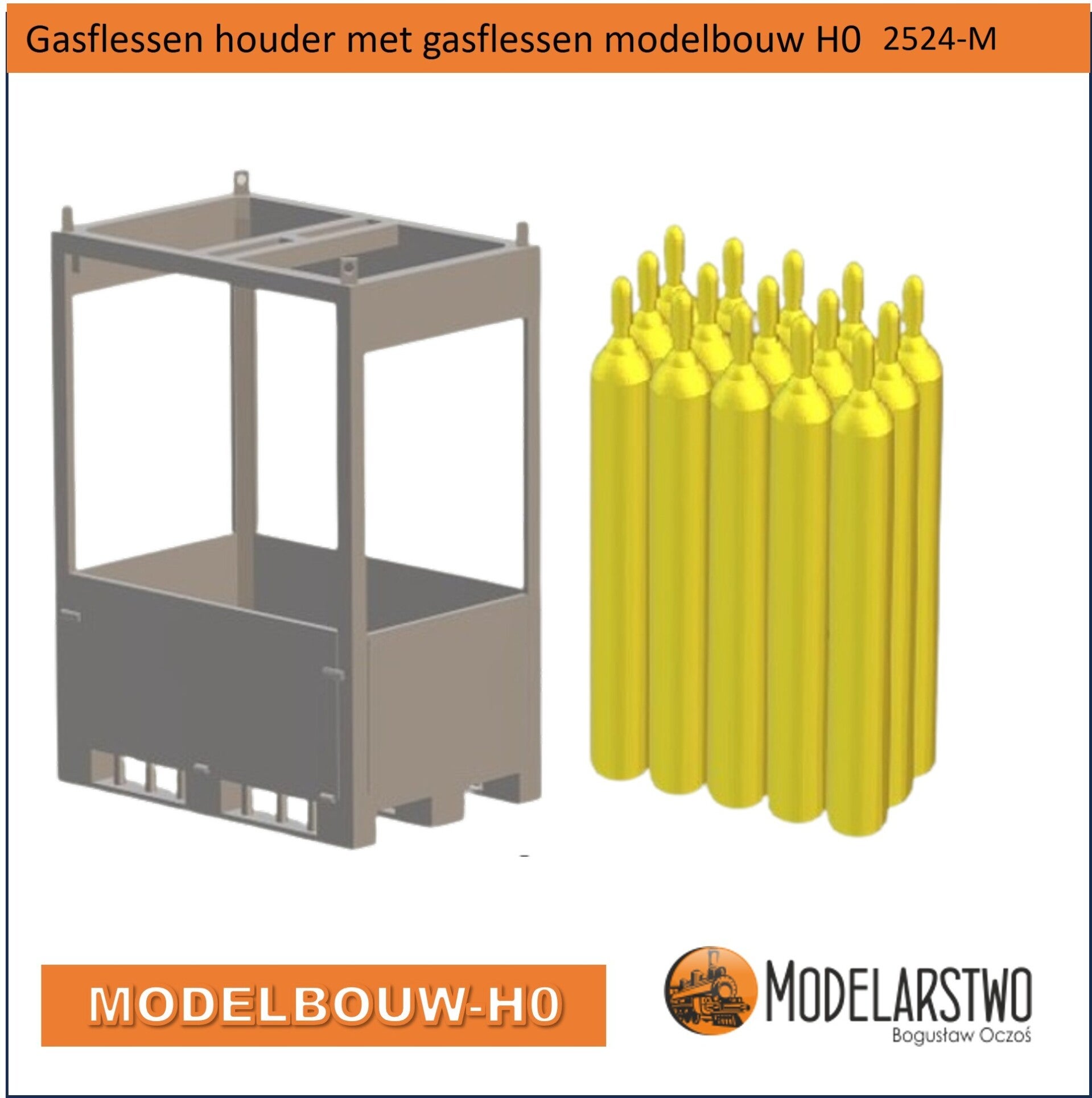 Gasflessen houder met gasflessen modelbouw H0 Hars