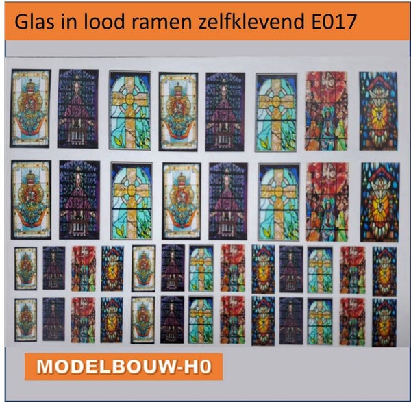 Glas in lood ramen zelfklevend transparant Modelbouw h0 E017