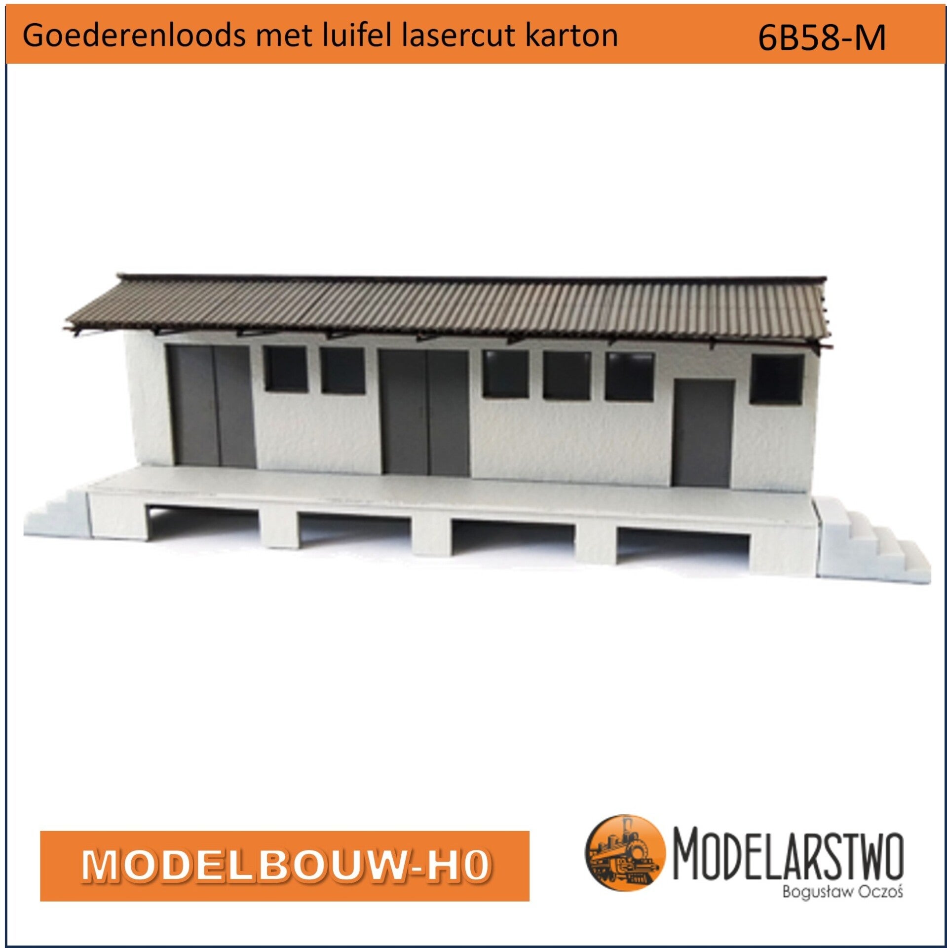 Goederenloods met laadperron en luifel H0 6B58