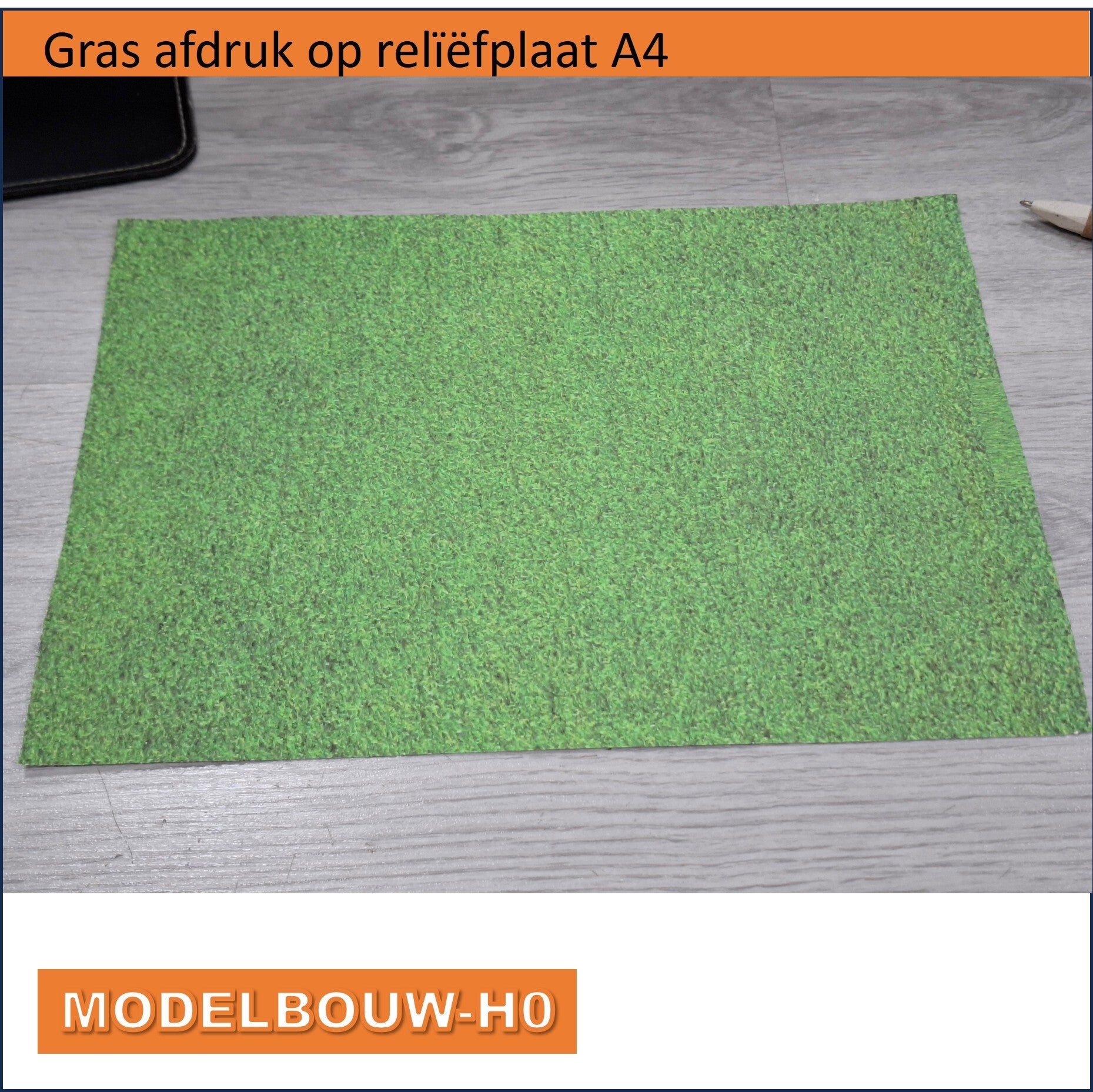 Gras plaat A4 geprint op reliëf papier Junior Modelbouw h0