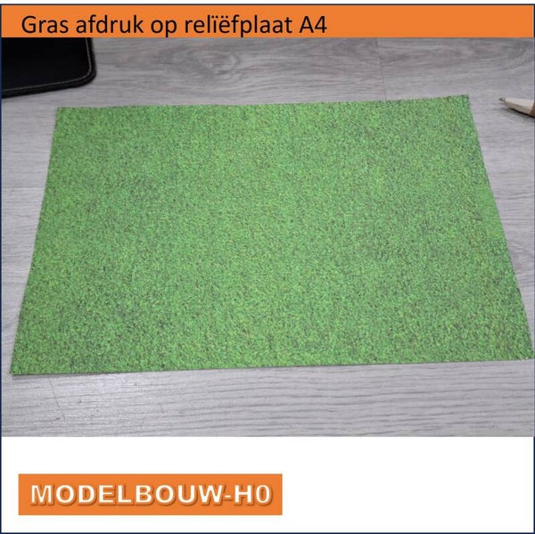 Gras plaat A4 geprint op reliëf papier Junior Modelbouw h0
