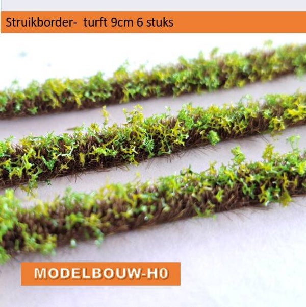 Gras border turft midden groen 9 cm 6 stroken