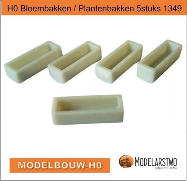 H0 Bloembakken / Plantenbakken 5stuks 1349