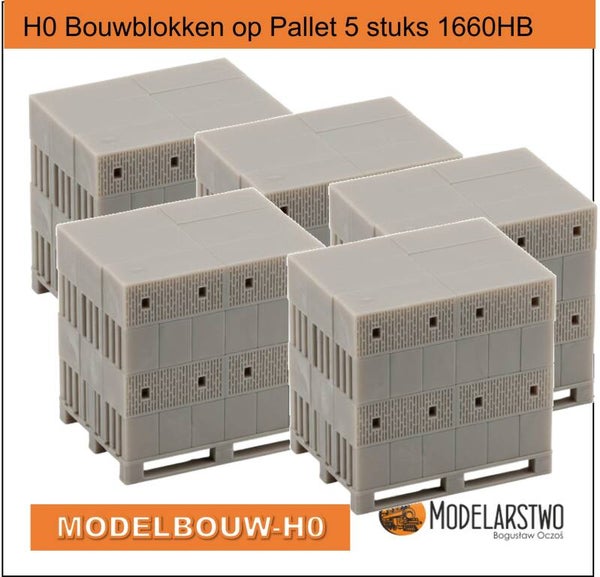 H0 Bouwblokken op Pallet Onbeschilderd 5 stuks 1660HB