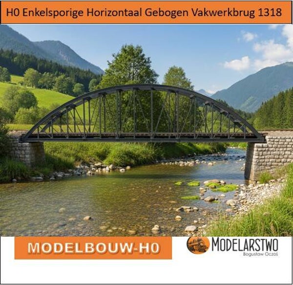 H0 Enkelsporige Vakwerkboogbrug 300mm (Lasercut Bouwpakket) – Art. nr. 1318