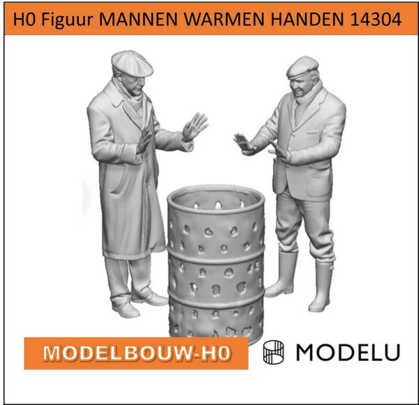Mannen bij vuurkorf warmen handen 3D geprint (14304) | H0 figuren (1:87)