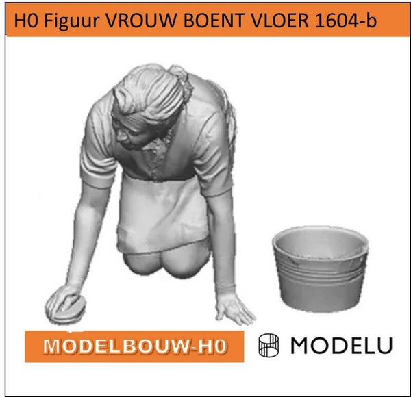 Vloer schrobben Huiselijk leven 3D geprint (1604-B) | H0 figuren (1:87)