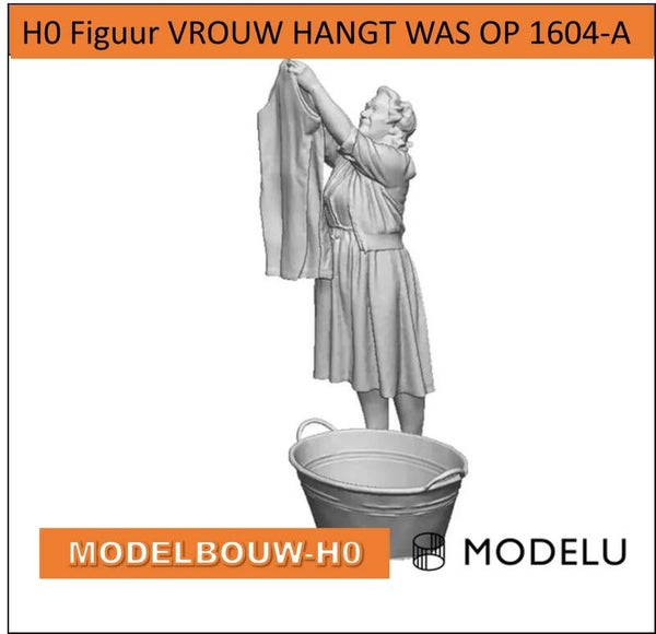 Wasdag - Huiselijk leven 3D geprint (1604-A) | H0 figuren (1:87)