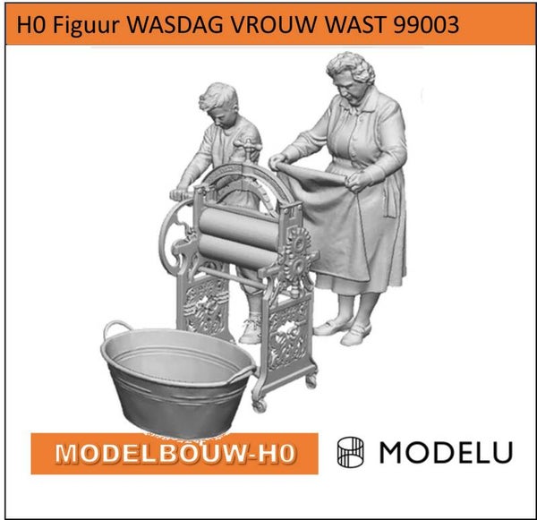 Wasdag Huiselijk leven 3D geprint (99003) | H0 figuren (1:87)